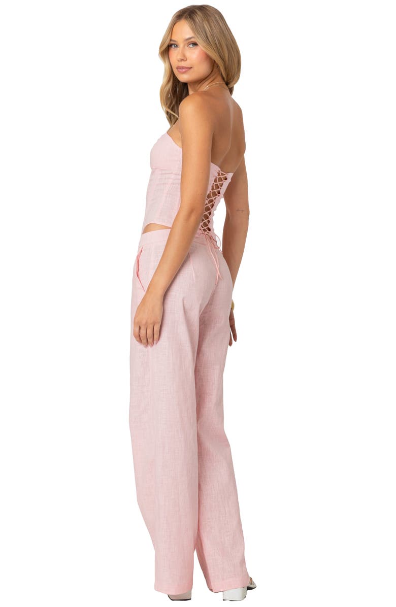 EDIKTED Arya Linen Look Corset Top, Alternate, color, Light-Pink