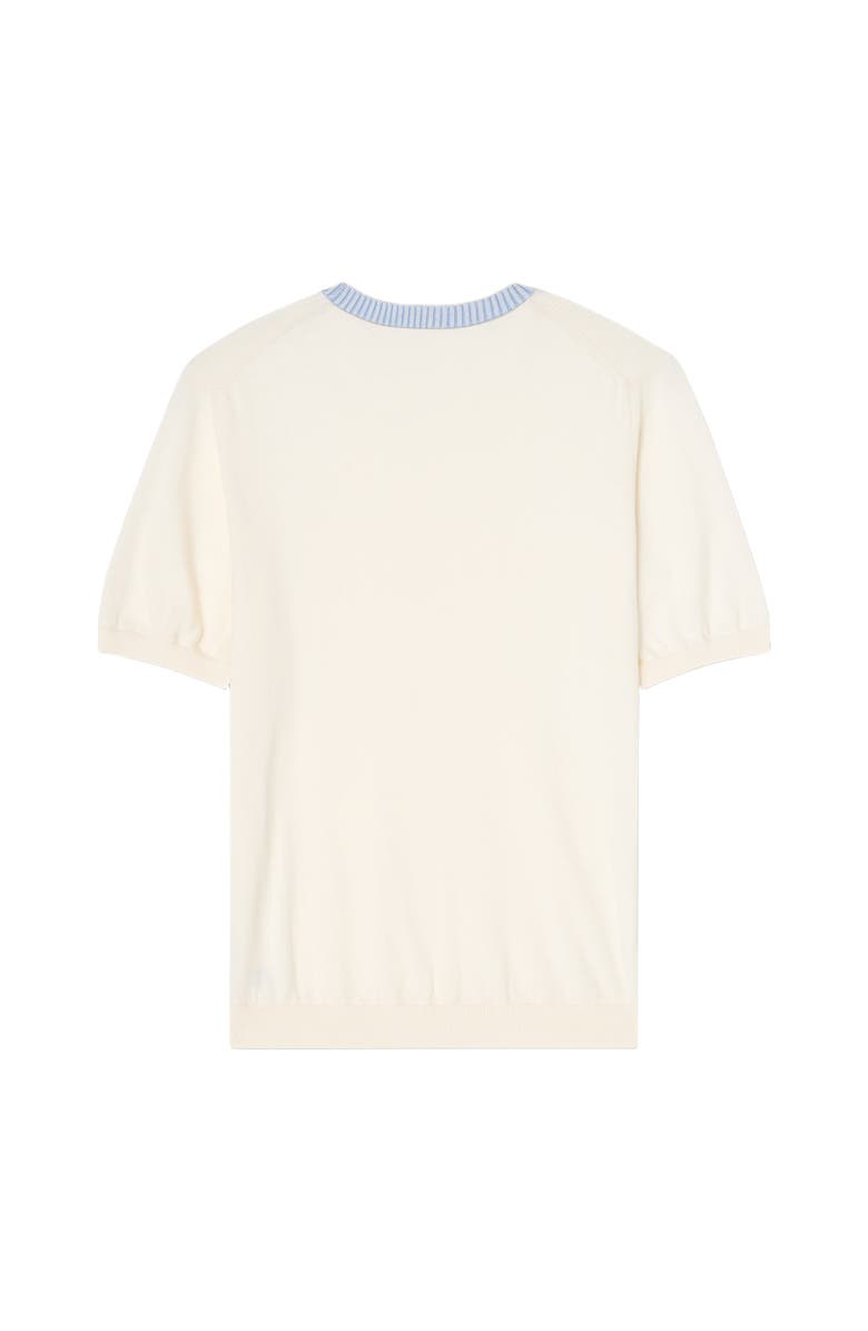 Robert Talbott Gibson Cotton Cashmere Short Sleeve Crewneck Sweater, Alternate, color, White/Blue