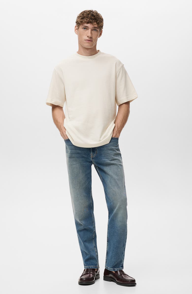 MANGO Cotton Fleece Crewneck Top, Alternate, color, White