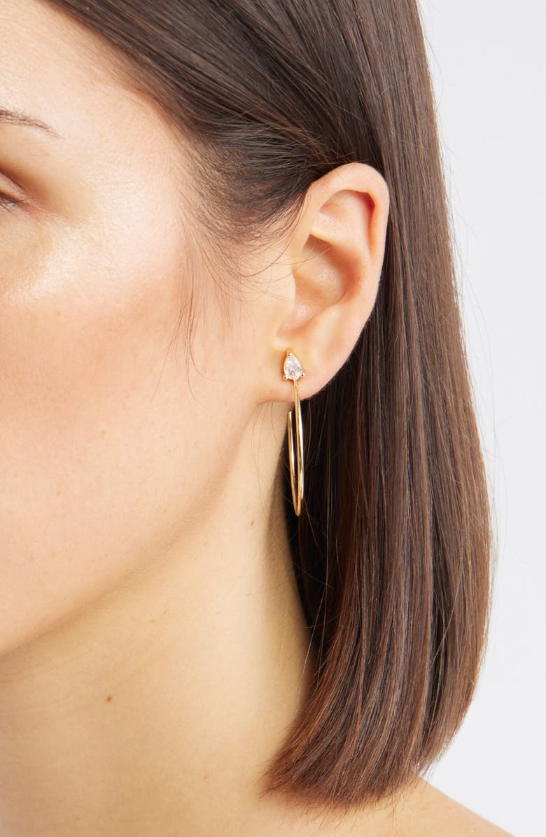 Nordstrom Cubic Zirconia Hoop Earrings, Alternate, color, Clear- Gold