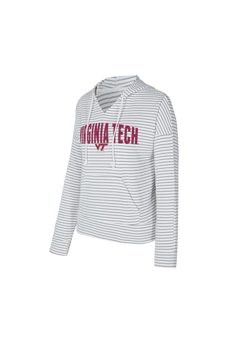 Men's Concepts Sport  White/Gray Virginia Tech Hokies French Terry Striped V-Neck Pullover Hoodie, Alternate, color, White