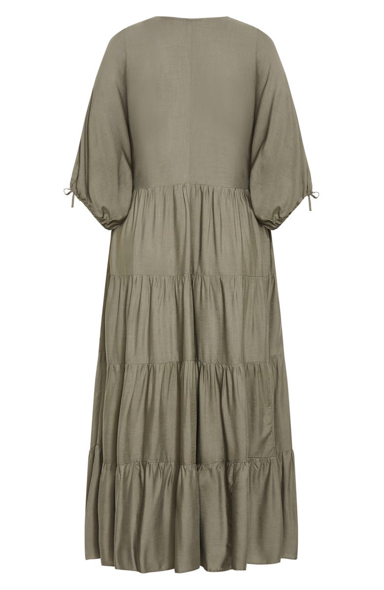 City Chic Tiered Midi Shirtdress, Alternate, color, 
