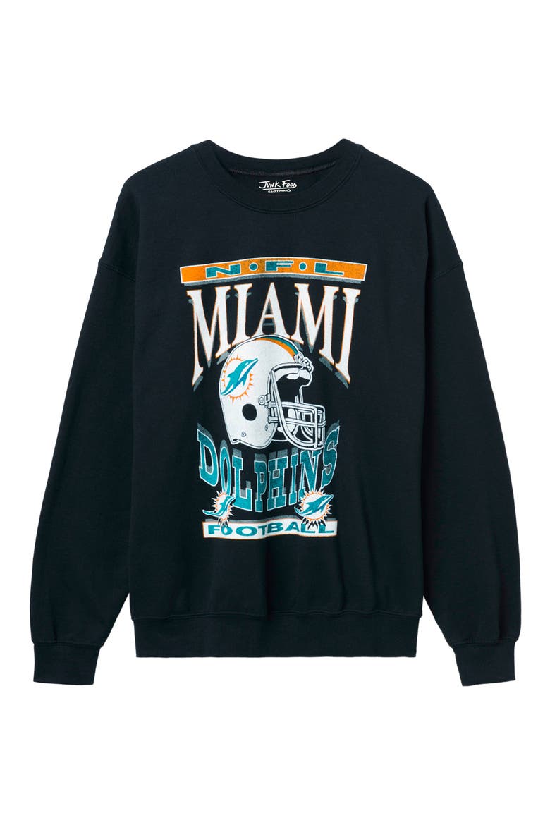 Miami Dolphins Helmet Flea Market Crewneck Sweatshirt, Main, color, BLACK