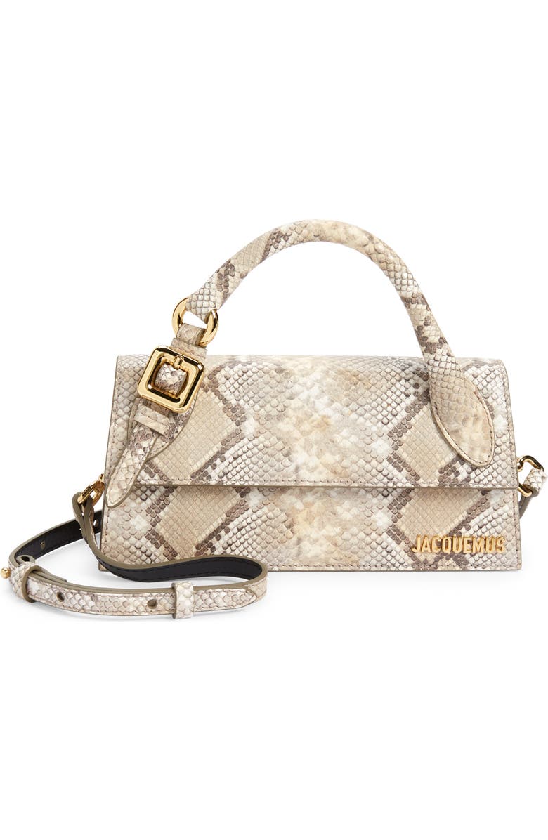 Jacquemus Le Chiquito Long Snake Embossed Leather Crossbody Bag, Main, color,