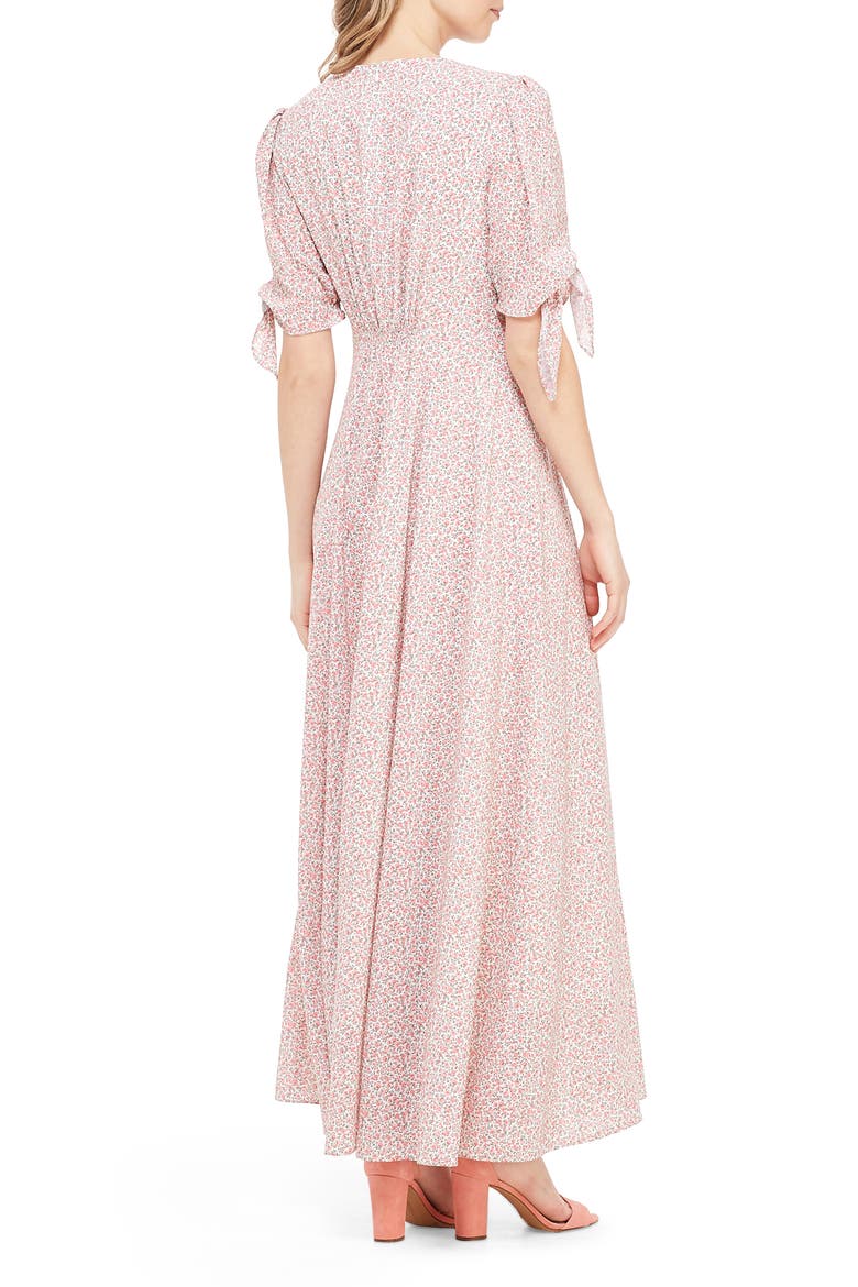 Ditsy Floral Print Maxi Dress, Alternate, color, PORCELIAN/ PEACH WHISPER