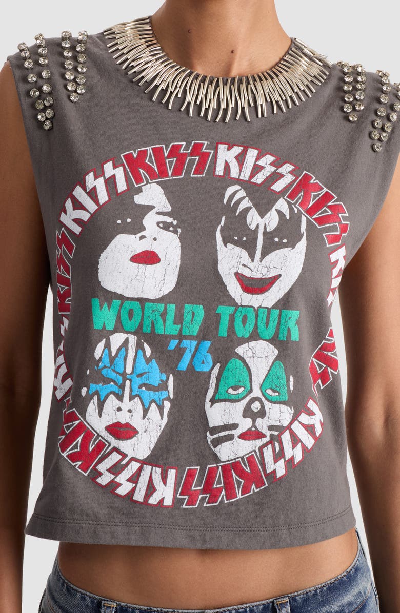 Alice + Olivia Micah Embellished Graphic Muscle Tee, Alternate, color, Kiss World Tour