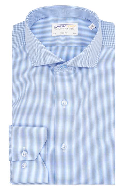 Trim Fit Micro Gingham Cotton Dress Shirt