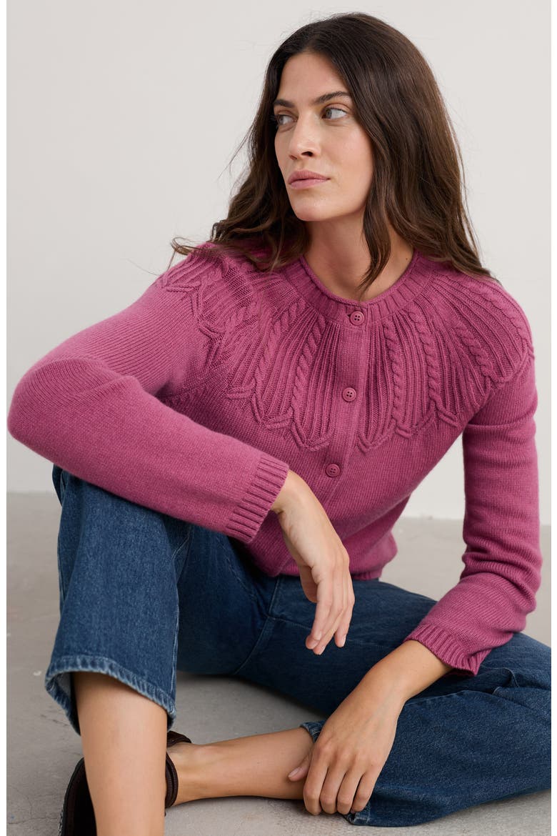 Sand Song Cardigan, Alternate, color, KNIT MELANGE ROSA