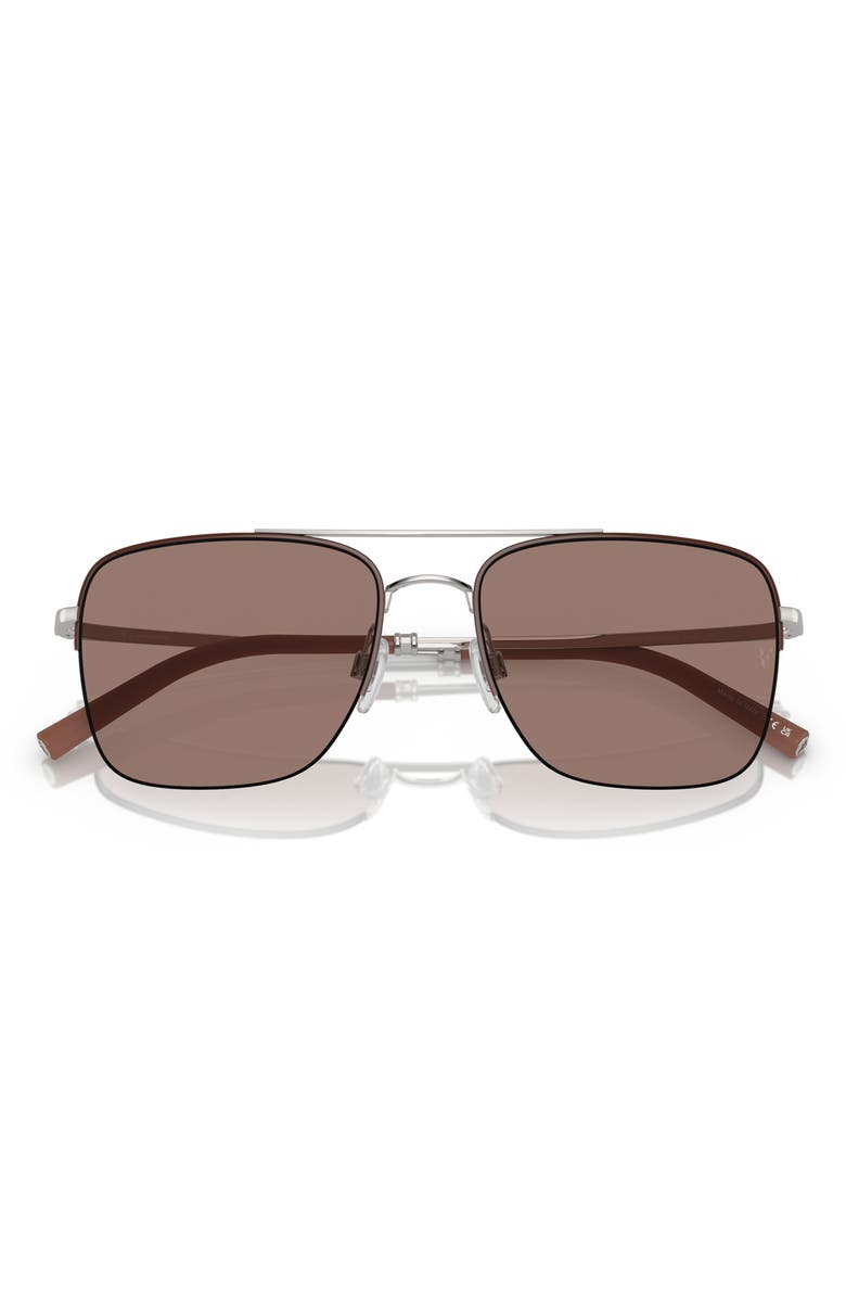 Oliver Peoples Roger Federer 56mm Semirimless Pilot Sunglasses, Alternate, color, Silver