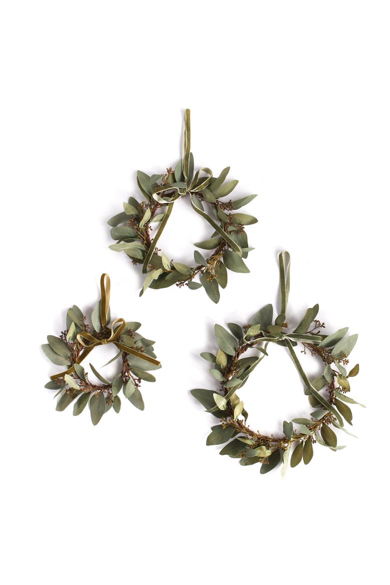 Eucalyptus Wreaths Set of 3, Main, color, Green
