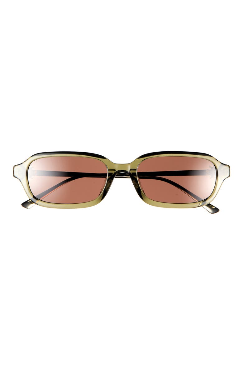 53mm Rectangular Sunglasses, Main, color, TRANSPARENT OLIVE / BROWN