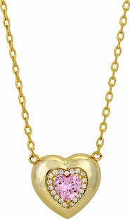 SAVVY CIE JEWELS Cubic Zirconia Puffy Heart Pendant Necklace