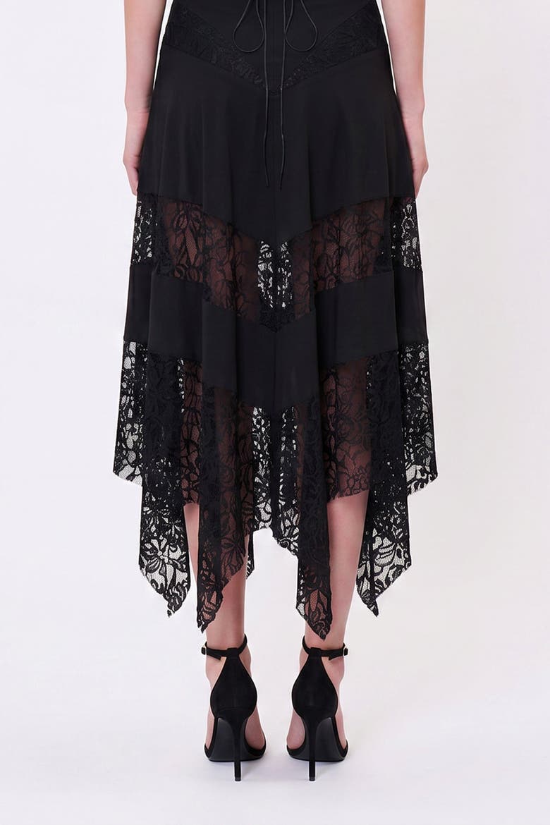 Daydreamers Asymmetric Lace Detail Skirt, Alternate, color, BLACK