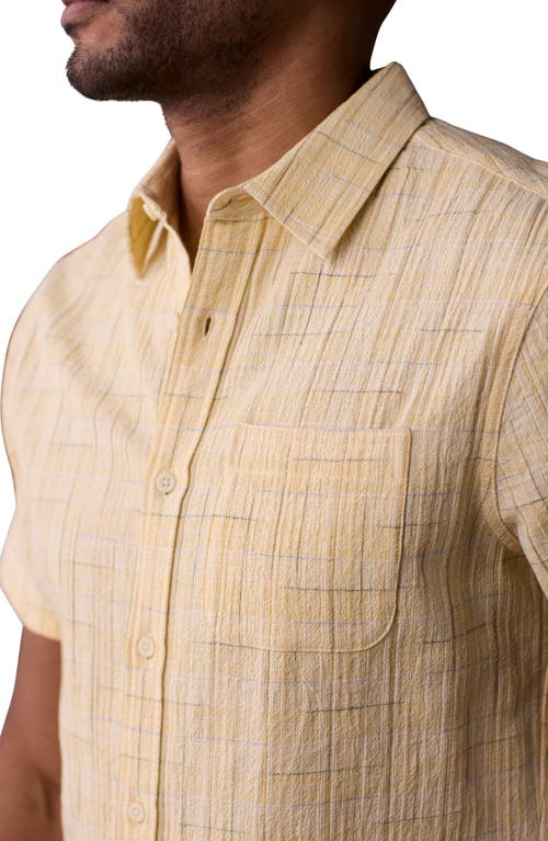 The Normal Brand Freshwater Short Sleeve Button-up Shirt In Sunglow Dobby