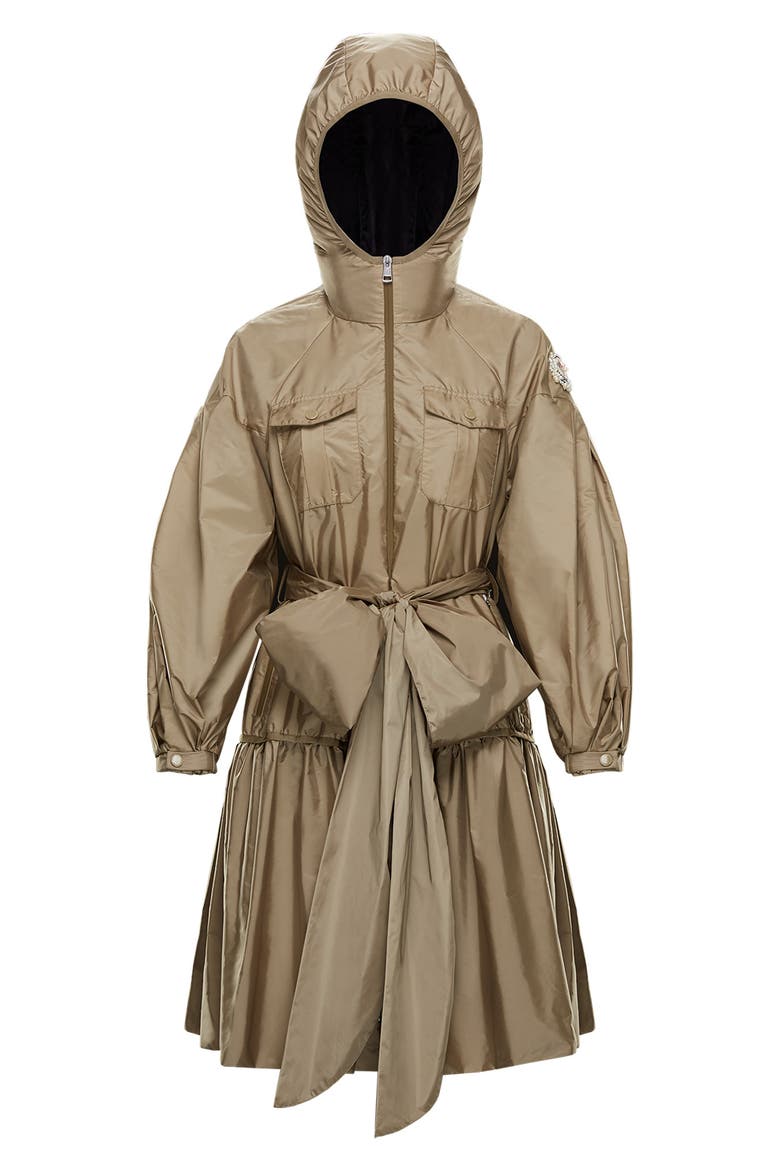 x 4 Simone Rocha Tie Waist Trench Coat, Main, color, MILITARY