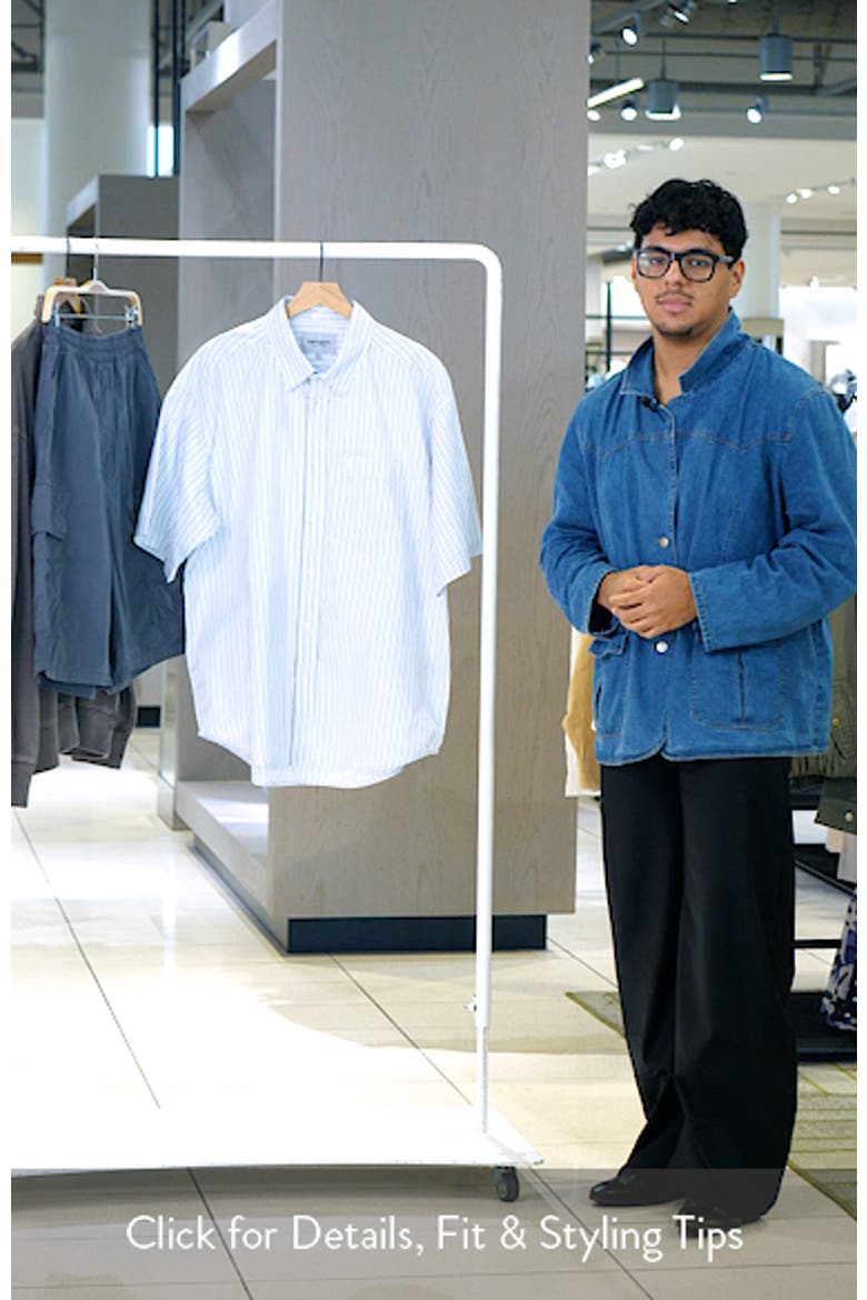 Keene Stripe Short Sleeve Cotton Poplin Button-Up Shirt video