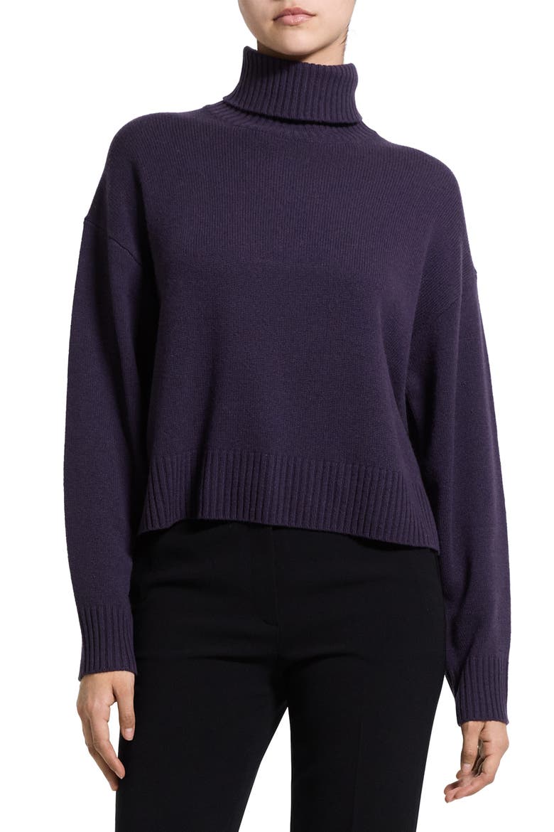 Fold-Over Turtleneck Cashmere Sweater, Main, color, NIGHTSHADE - H0P