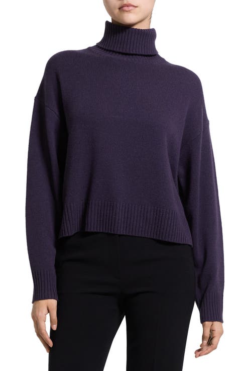 Fold-Over Turtleneck Cashmere Sweater