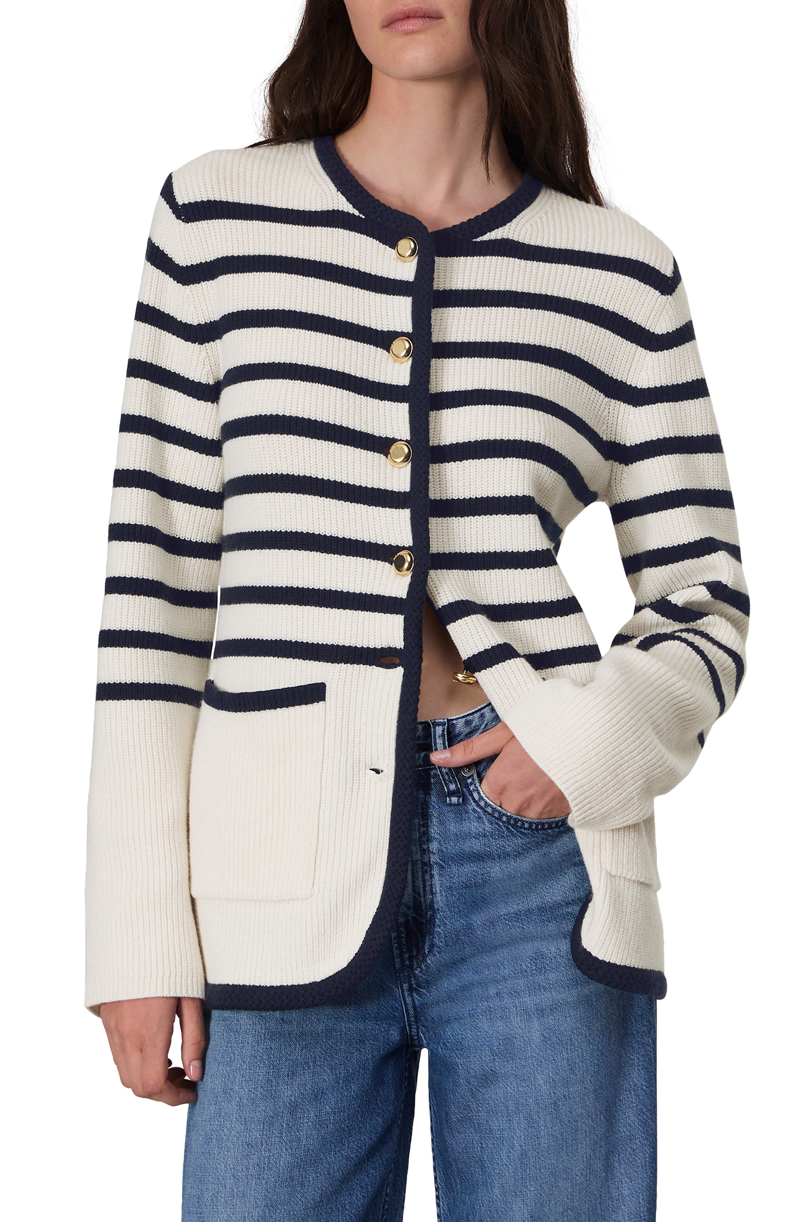 rag & bone Nancy Stripe Wool Blend Cardigan