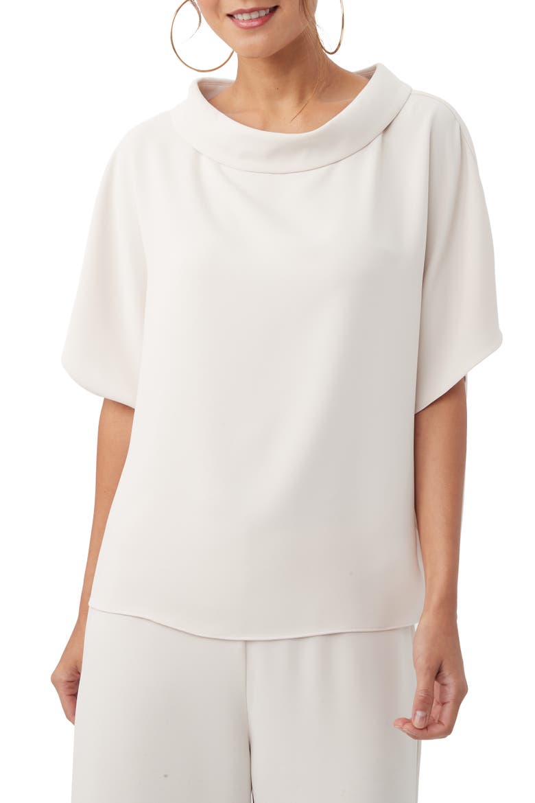Honeysuckle Short Sleeve Drapey Top, Main, color, Ecru