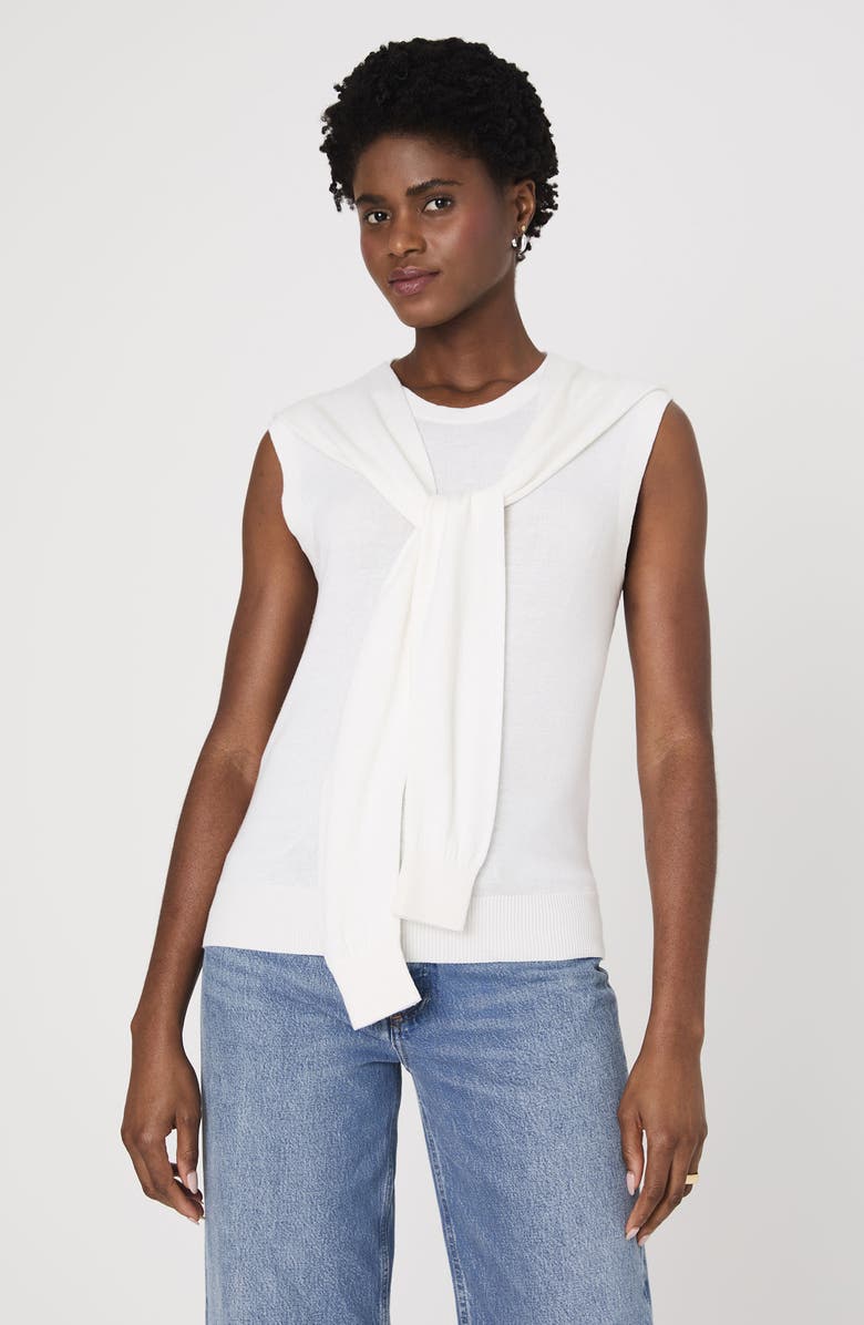 French Connection Scarf Accent Sleeveless Sweater, Alternate, color, Porcelain Cream