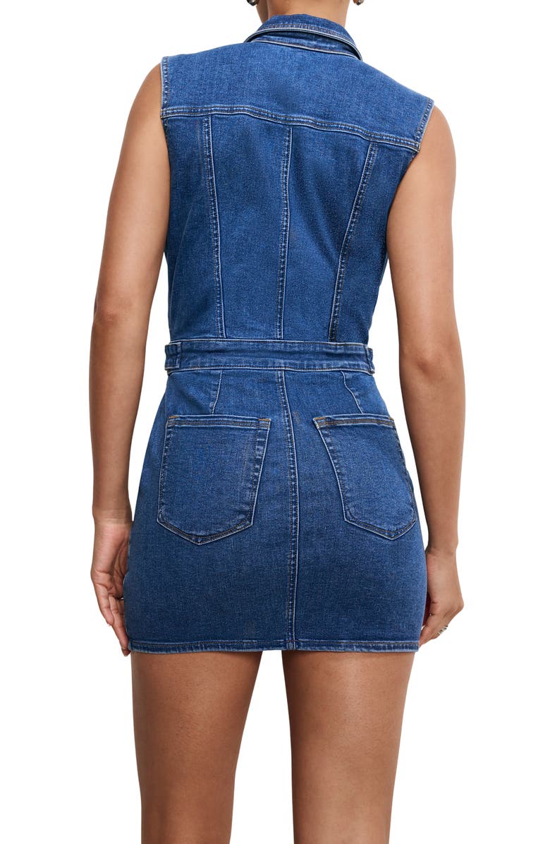 Good American Fit for Success Sleeveless Denim Minidress, Alternate, color, Indigo594