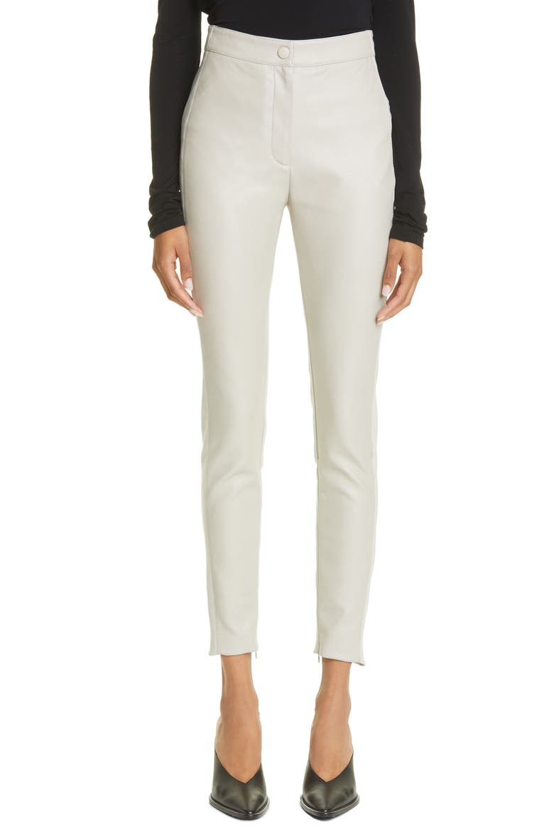 Kelly Faux Leather & Knit Skinny Pants, Main, color, CLAY