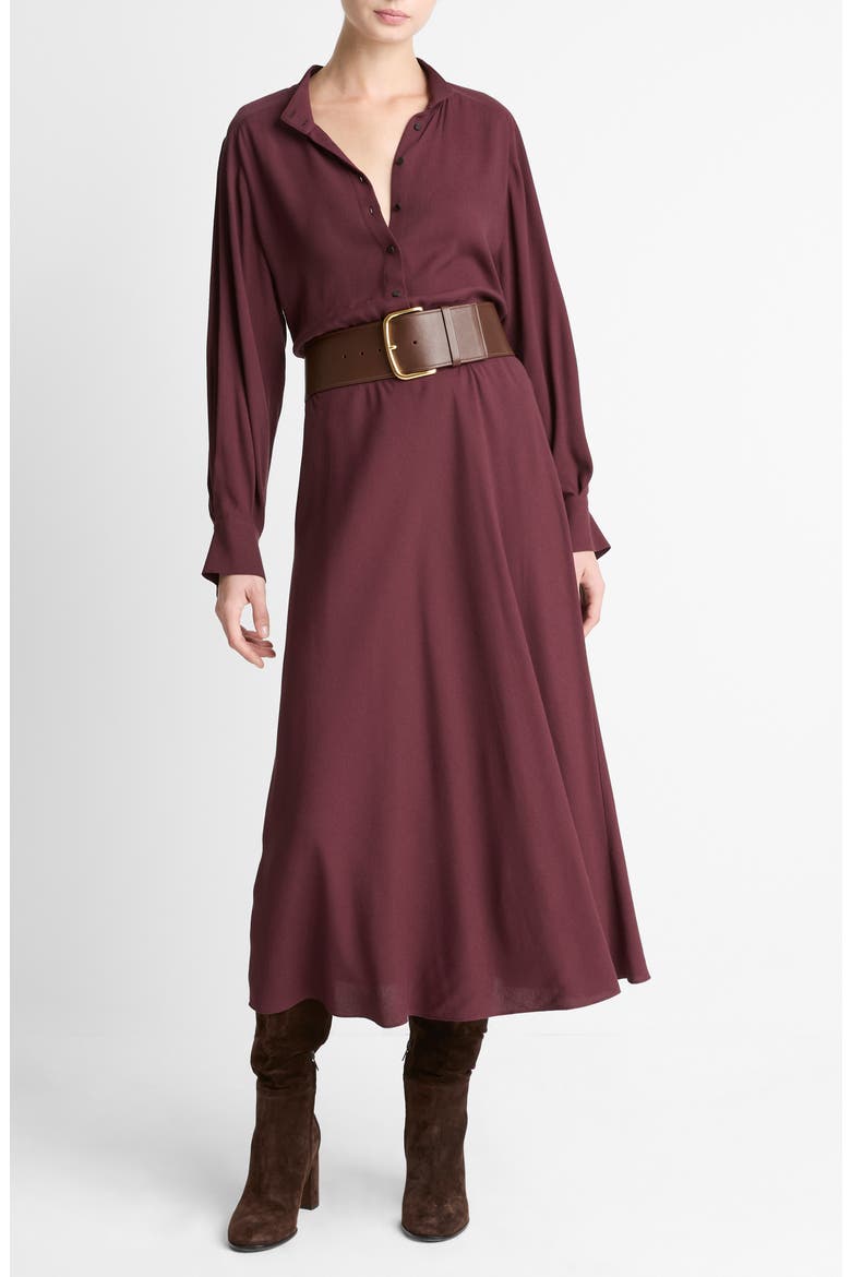 Long Sleeve Shirtdress, Main, color, OXBLOOD