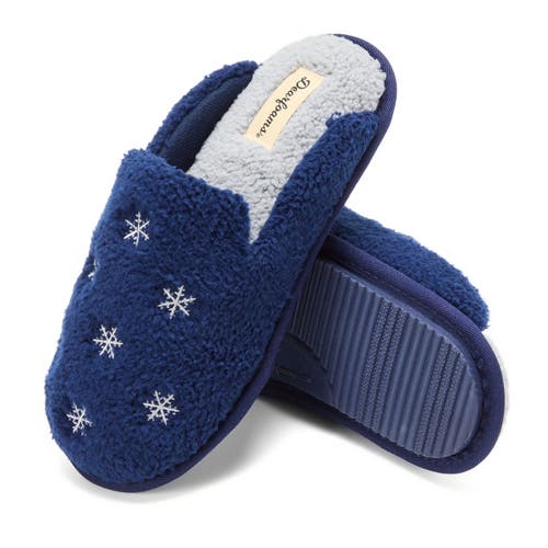 Dearfoams Teddy Tab Scuff Slipper In Blue
