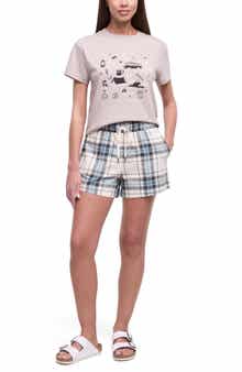 Camping Icons Plaid Sleep Shorts