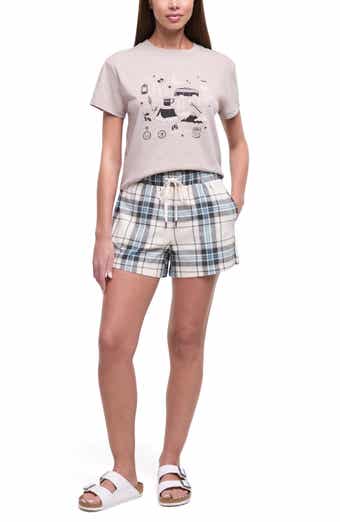 Camping Icons Plaid Sleep Shorts