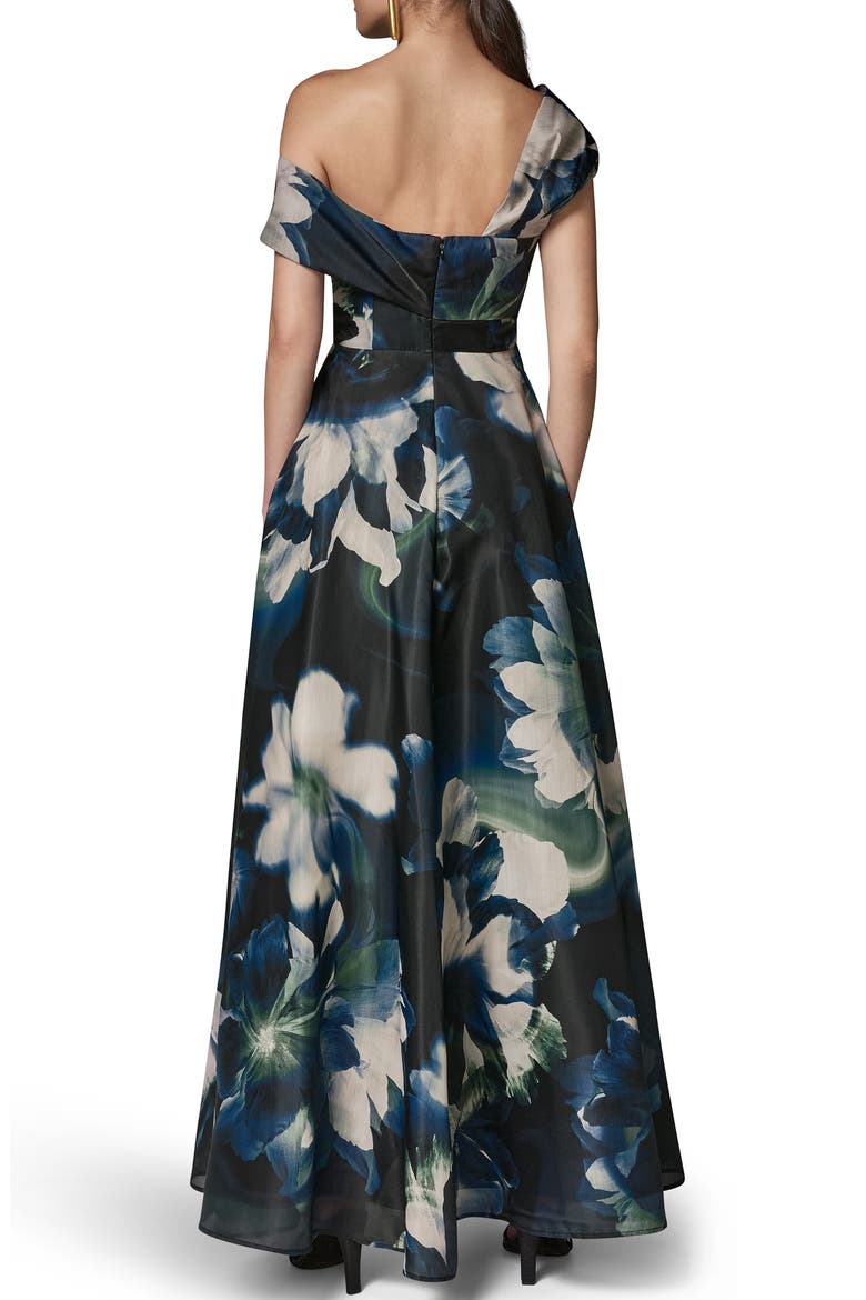 Asymmetric Fit & Flare Maxi Dress, Alternate, color, BLACK FORE