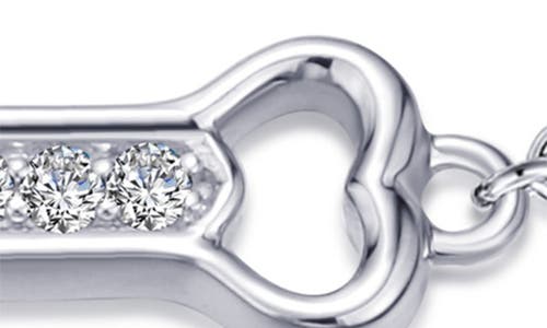 Lafonn Simulated Diamond Dog Bone Charm Bracelet In White