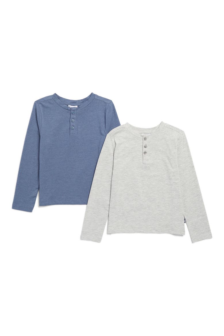 Kids' Assorted 2-Pack Long Sleeve Henley T-Shirts, Main, color, BLUE/HTHR GREY