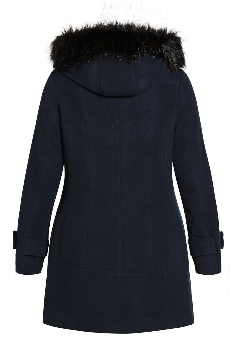 Wonderwall Coat with Faux Fur Collar, Alternate, color, NAVY