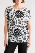 GO COUTURE Woman Rose Cap Sleeve Graphic T-Shirt
