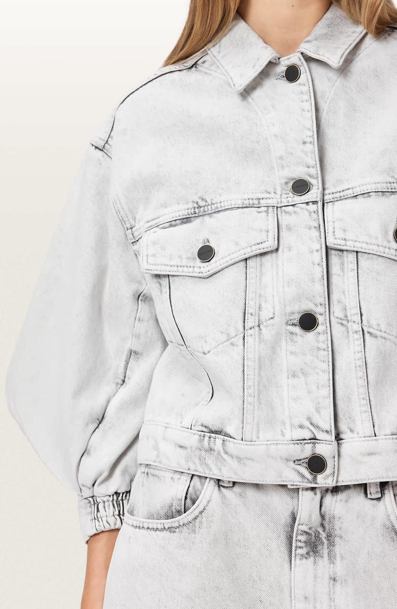 AllSaints Luca Boxy Denim Jacket, Alternate, color, Bleached Grey