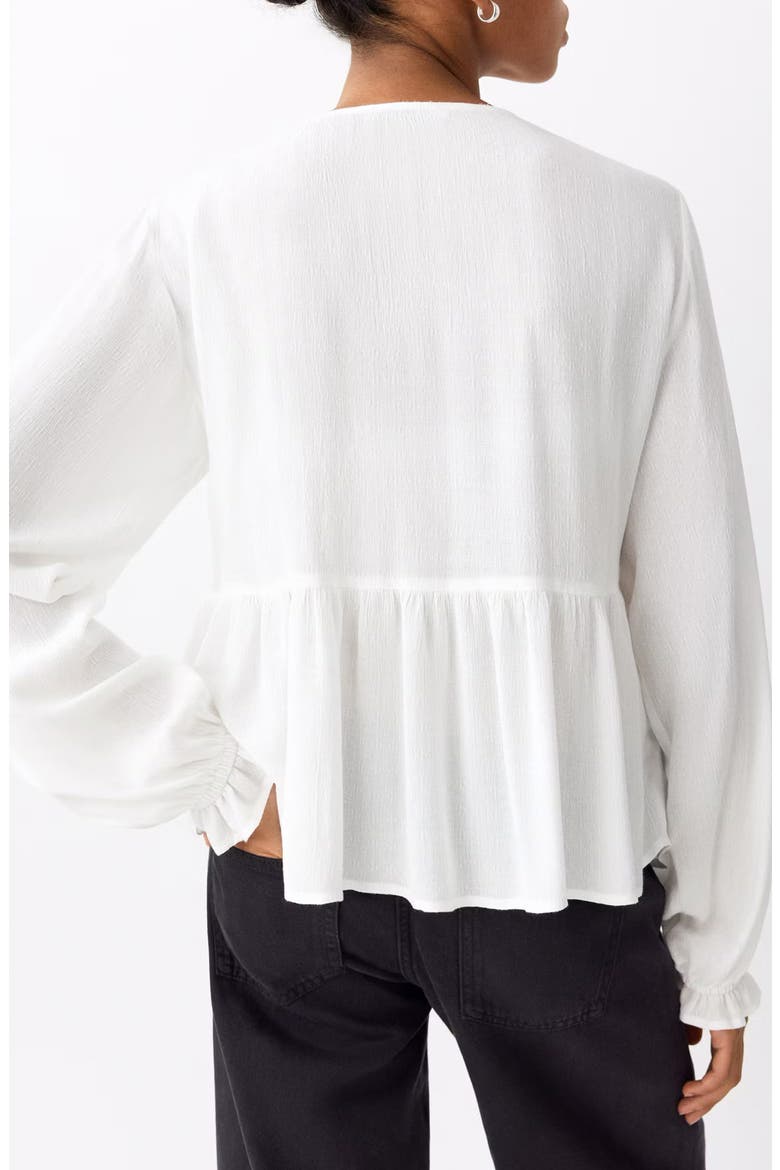 Gathered V-Neck Top, Alternate, color, OFF WHITE