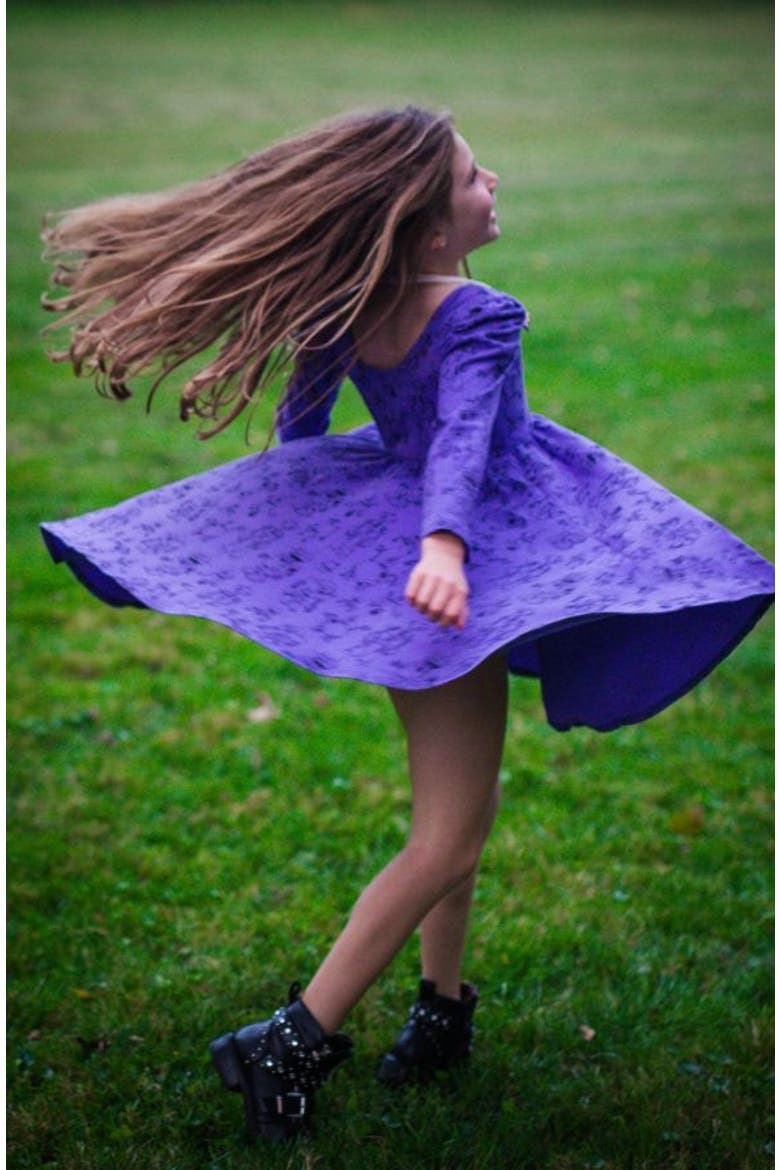 Printed Twirly Dress, Alternate, color, Robots