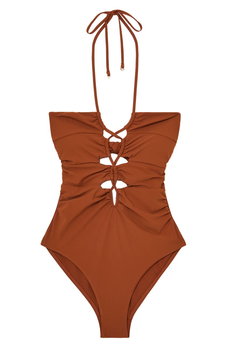 Reiss Rosella Cutout Lace-Up One-Piece Swimsuit, Alternate, color, 