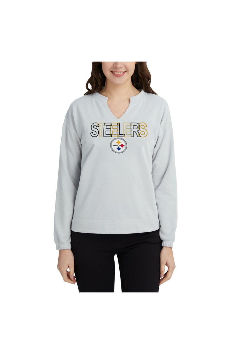 CONCEPTS SPORT Women's Concepts Sport Gray Pittsburgh Steelers Sunray Notch Neck Long Sleeve T-Shirt, Main, color, 