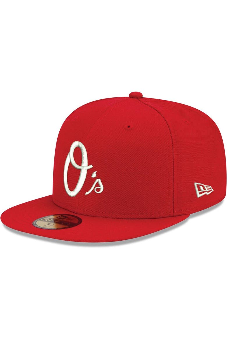 Men's New Era Red Baltimore Orioles White Logo 59FIFTY Fitted Hat, Main, color, Red