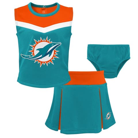 Girls Toddler Aqua Miami Dolphins Spirit Cheer Three-Piece Cheerleader Set