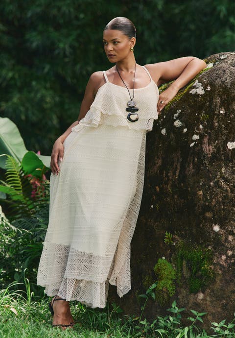 Crochet Knit Maxi Dress (Plus)