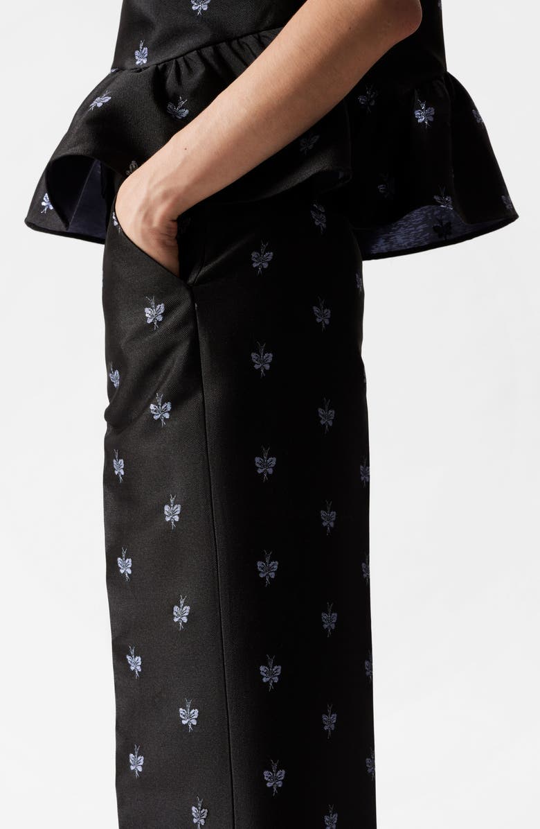 & Other Stories Metallic Jacquard Wide Leg Pants, Alternate, color, Black Dark