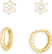 ARGENTO VIVO Set of 2 CZ Stud & Huggie Hoop Earrings