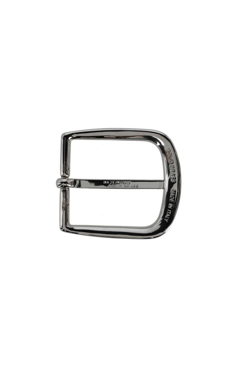 35mm Solid Brass Italian Classic Rounded Harness Belt Buckle, Alternate, color, Shiny Nickel
