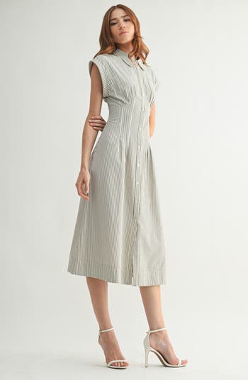 Pleated Midi Shirtdress