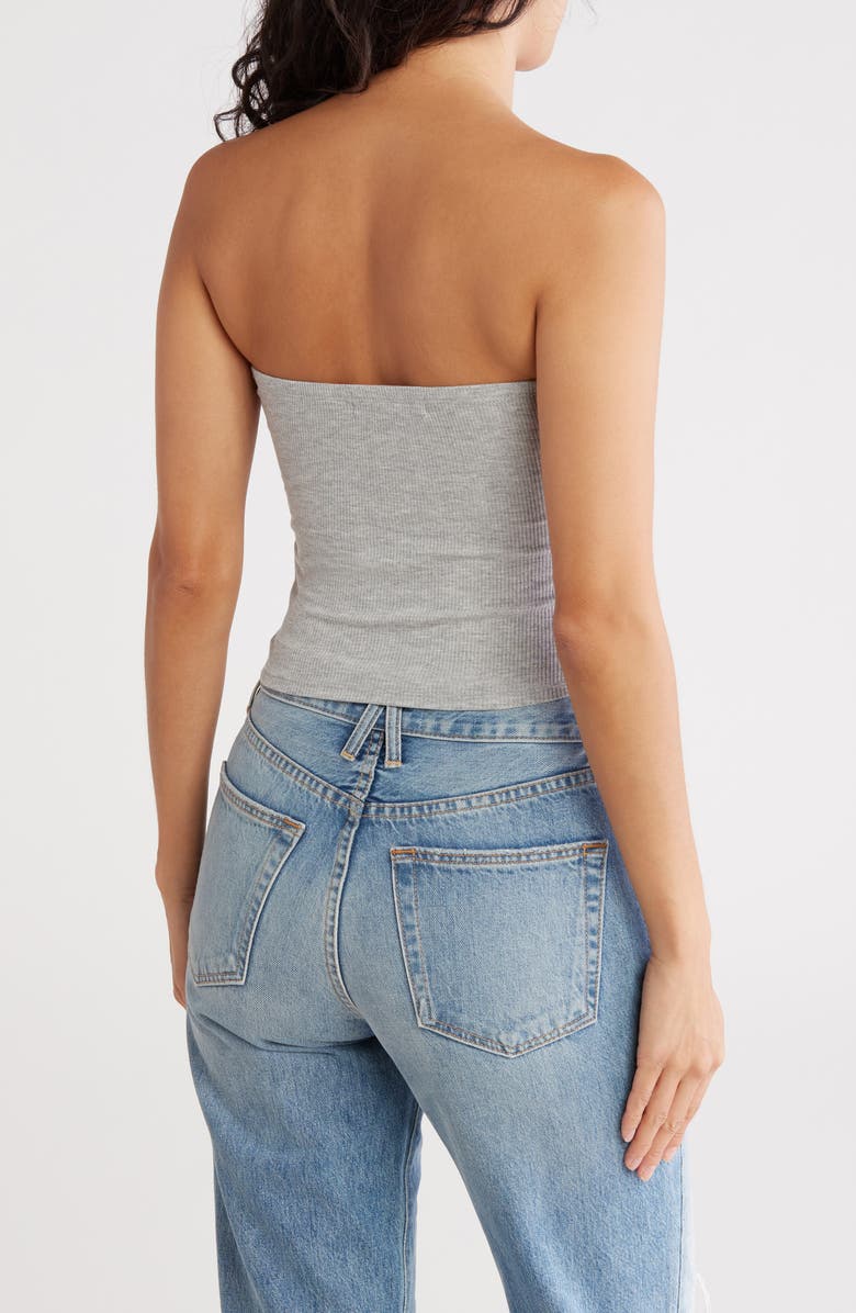 Madden Girl Side Ruching Tube Top, Alternate, color, Light Grey