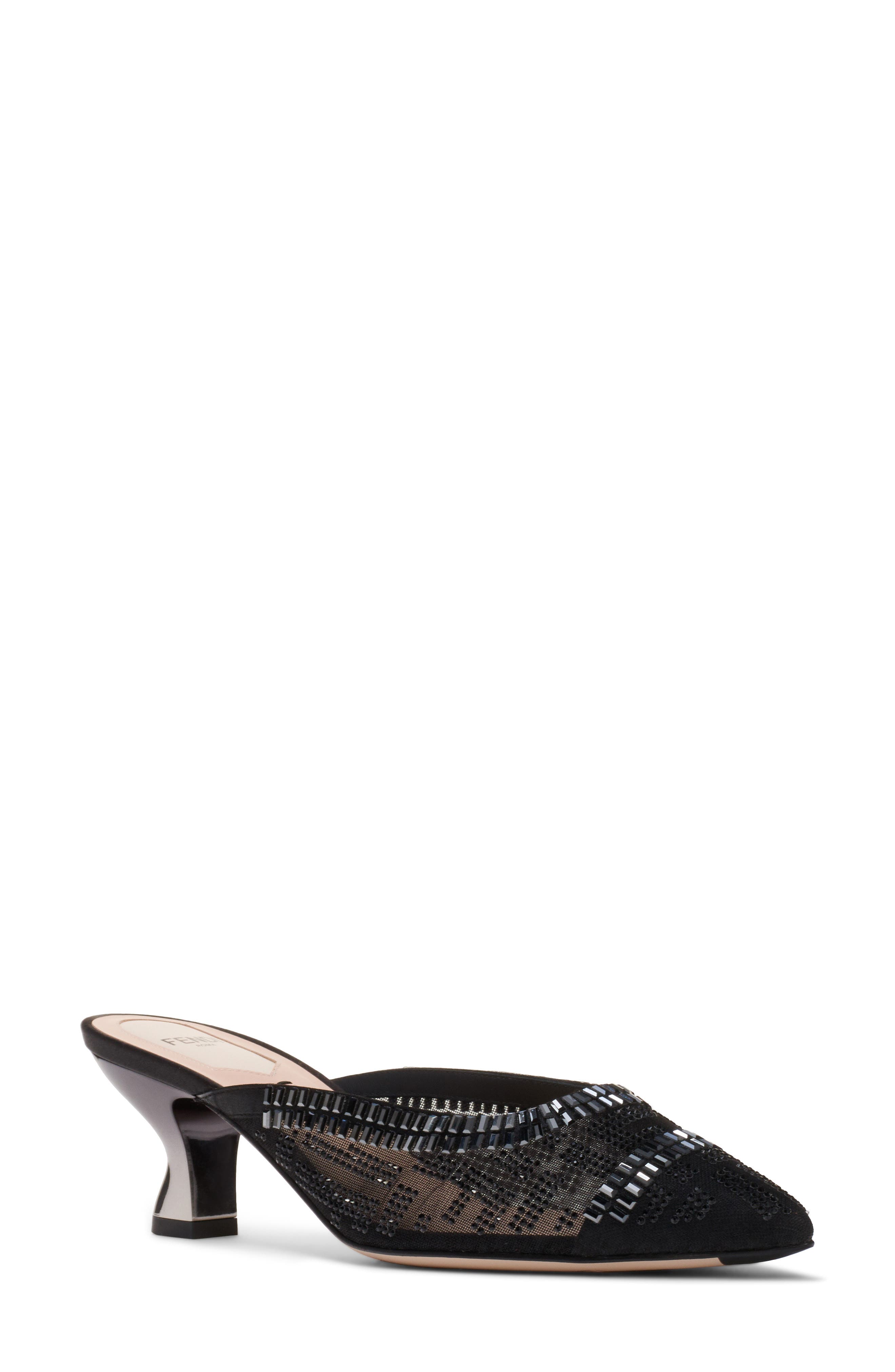 Fendi Colibri Embellished Mule, Main, color, 